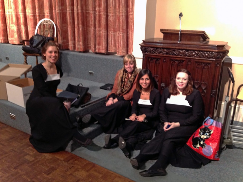 Four young apprentice choristers relaxing in Cameron Hall.