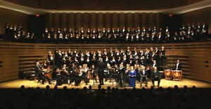 The TMC, orchestra, and soloists onstage at Koerner Hall